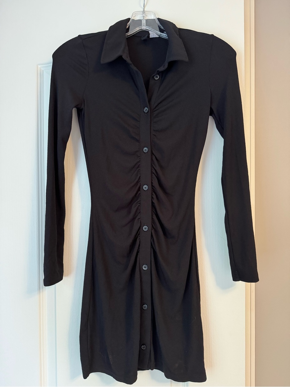 H&M Black Long Sleeve Button Front Dress